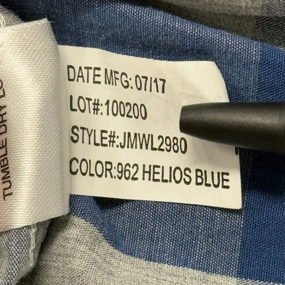 Johnnie-O Button Down‎ Shirt Mens Large Blue Gray Plaid Long Sleeve Cotton - Picture 8 of 9